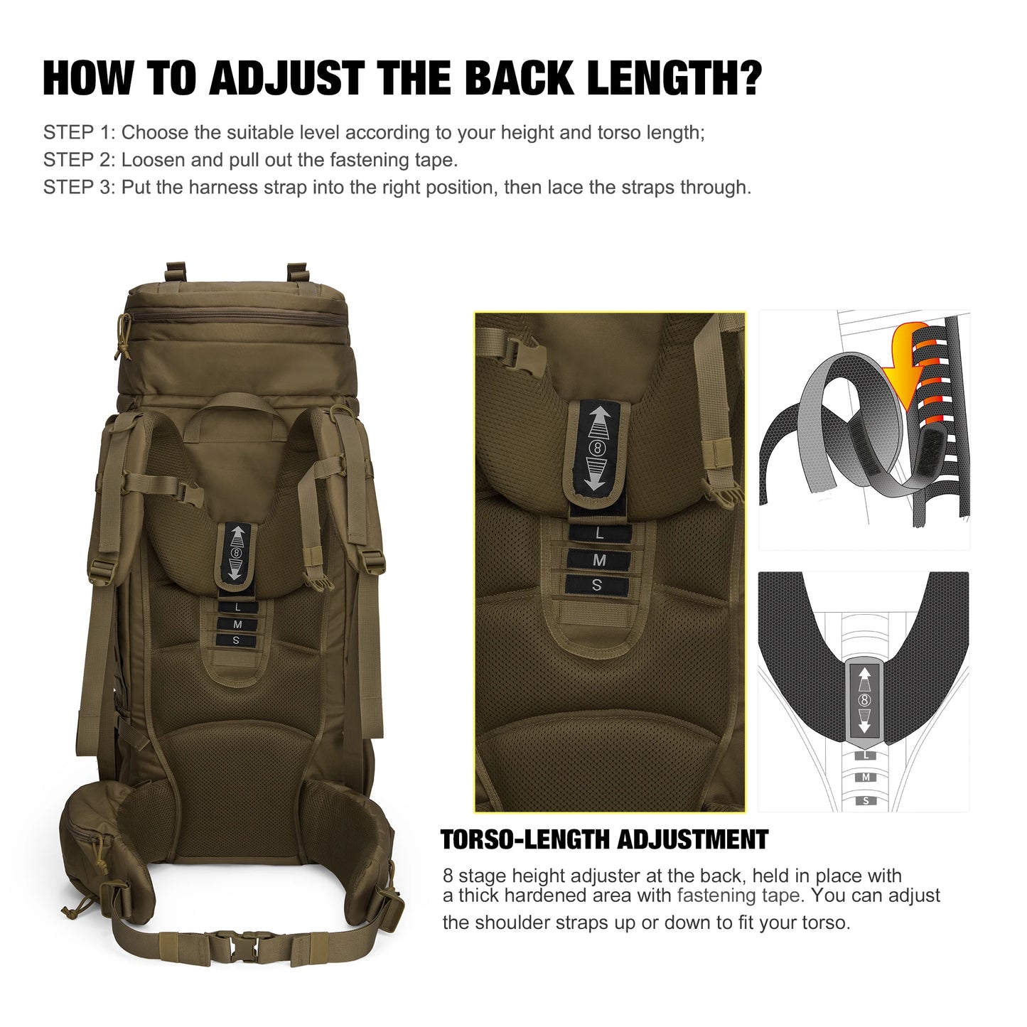 MARDINGTOP Internal Frame Backpack Hiking Backpack Men's Travel Large Capacity 75L Polyester Outdoor Trekking Backpacks