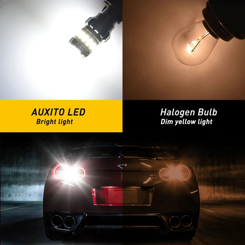 AUXITO 2X P21W 1156 BA15S BAY15D W21/5W T20 7443 LED Bulb Canbus No Error 3157 P21/5W T15 T25 6500K White Car Reverse Light DRL