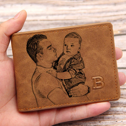 Picture Wallet Custom Engraving Wallet Frosted Retro Multifunction Wallets Multi Card Holder Leisure Coin Bag Father's Day Gift