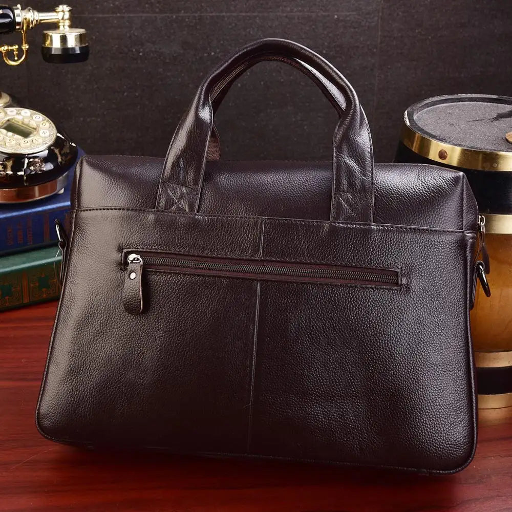 Men Genuine Leather Travel Briefcase