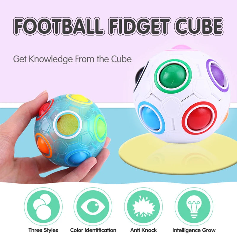 Rainbow Ball Puzzle Magic Cube Football Fidget Toy Luminous 3D Brain Teasers Anti Stress Relief Educational Game for Kids Adults