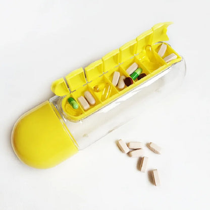 Combination Plastic Water Bottle And Daily Pill Box