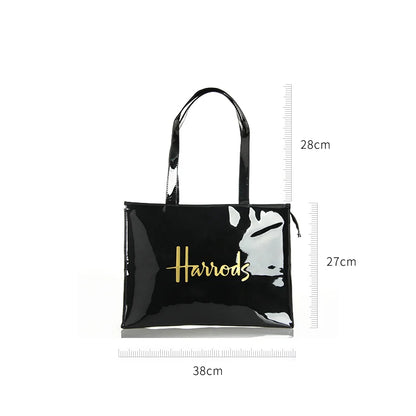 Princess Crown Print PVC Reusable Shopping Purse for Women Eco Friendly Summer Tote Beach Handbags Large Casual Ladies Work Bag