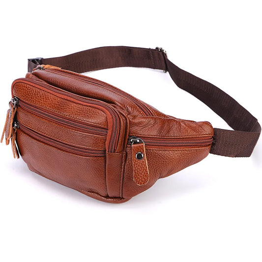 Men Genuine Leather Waist Bag