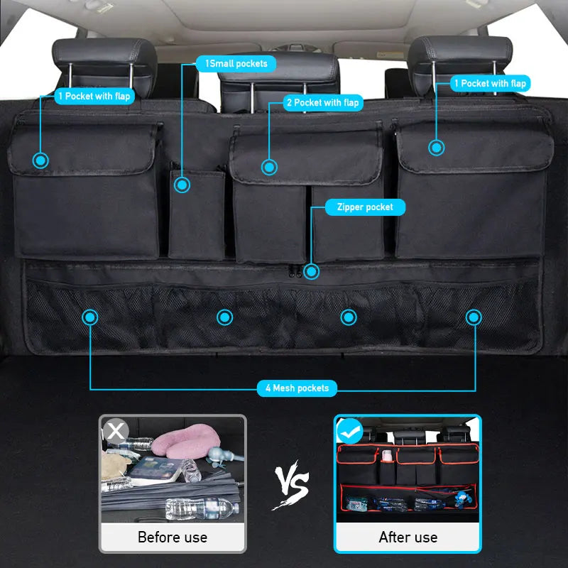 Multi-Pocket Car Trunk Organizer Hanging Back Seat Storage Bag