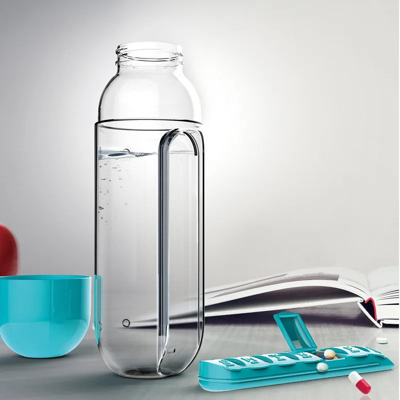 Combination Plastic Water Bottle And Daily Pill Box