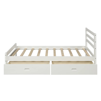 Wood platform bed with two drawers Twin or Full Bedroom Furniture for Livingroom US Warehouse