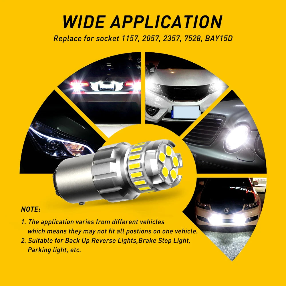 AUXITO 2X P21W 1156 BA15S BAY15D W21/5W T20 7443 LED Bulb Canbus No Error 3157 P21/5W T15 T25 6500K White Car Reverse Light DRL