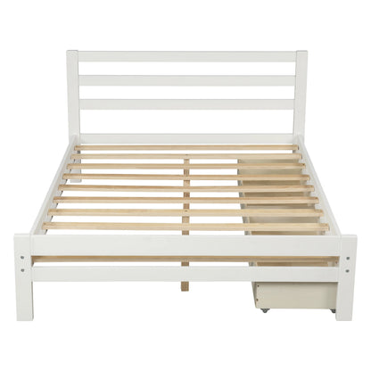 Wood platform bed with two drawers Twin or Full Bedroom Furniture for Livingroom US Warehouse