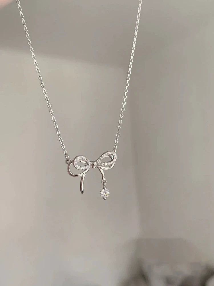 Women's Bows Necklace, 999 Sterling Silver