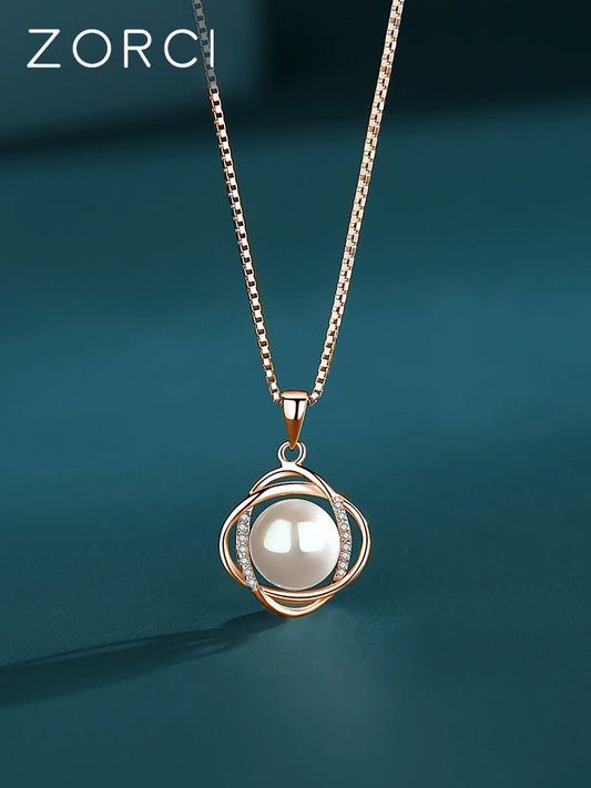 Sterling Silver Pearl Necklace Female Pendant French Clover