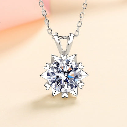 Snowflake Moissanite Pendant Sterling Silver 520 Gift Necklace