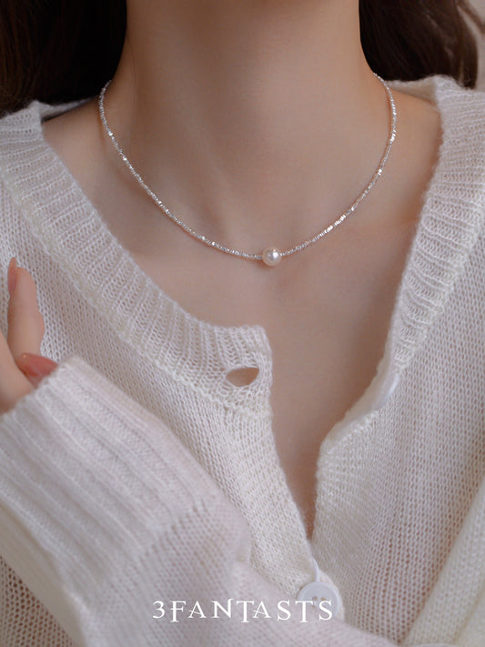 Women's Silver S925 Accessible Luxury Fancy Pearl Necklace