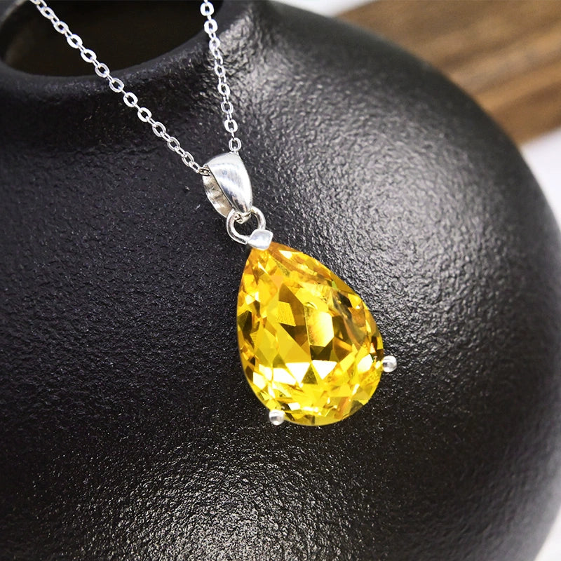 Faceted Temperament Wild Exquisite Citrine Pendant