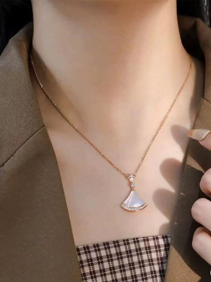 Lxlr Fan-Shaped Women's Sterling Silver Pendant Small Skirt Necklace