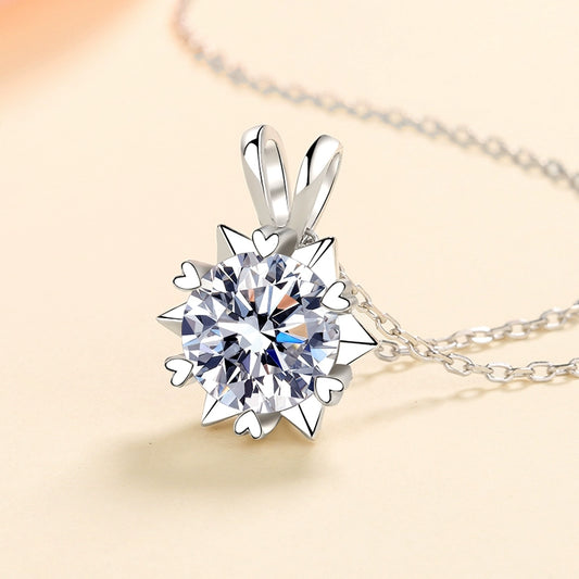 Snowflake Moissanite Pendant Sterling Silver 520 Gift Necklace