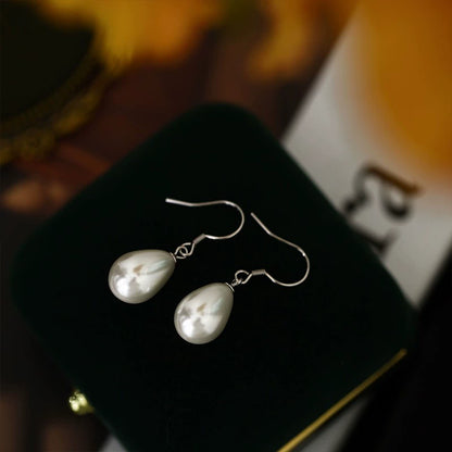 Liqin Sterling Silver Women's Vintage Pearl Water Drop Special Interest Earrings