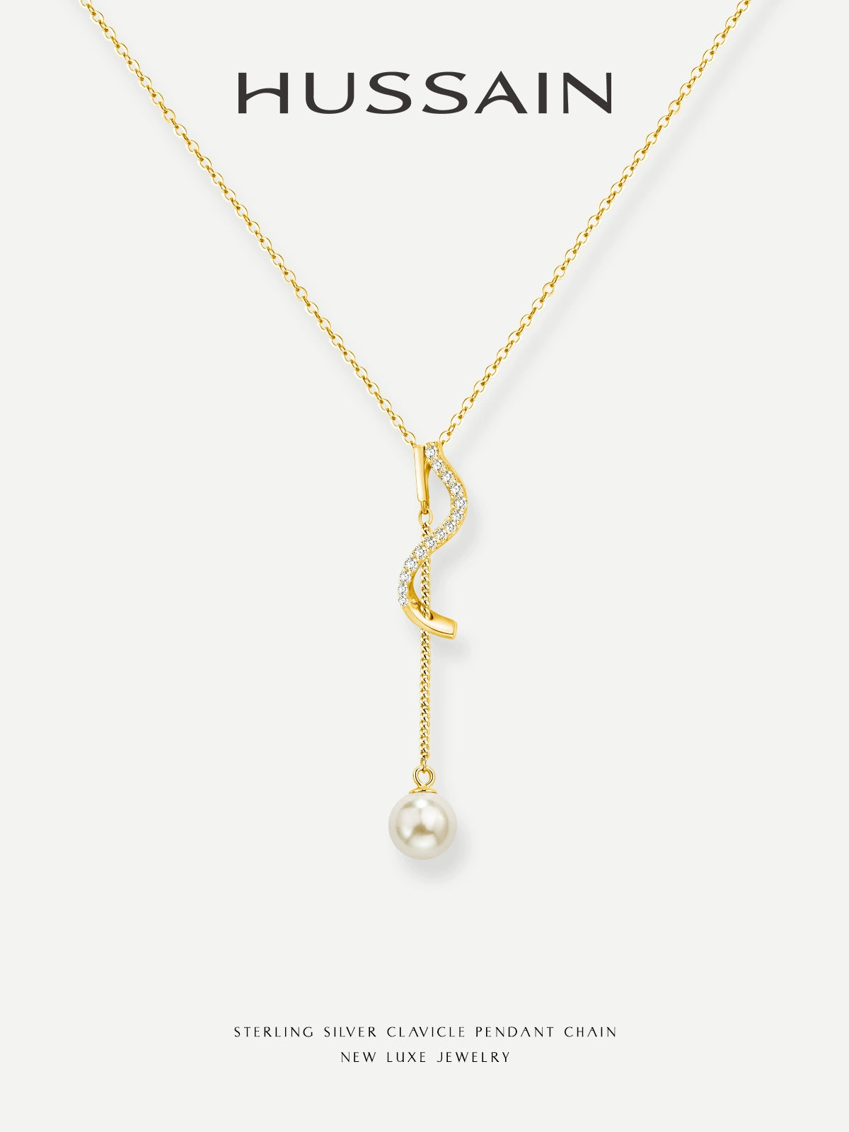 Hesheng 925 Sterling Silver Clavicle Chain Women's Pearl Pendant