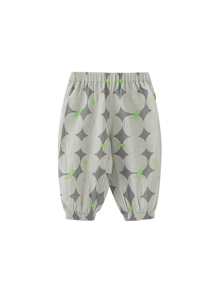 Papa Cotton Print Double-Layer Gauze Kids Pants