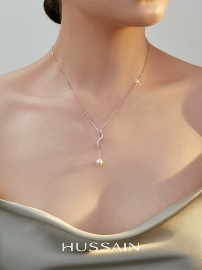 Hesheng 925 Sterling Silver Clavicle Chain Women's Pearl Pendant