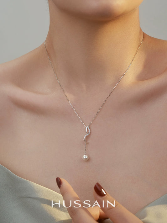 Hesheng 925 Sterling Silver Clavicle Chain Women's Pearl Pendant