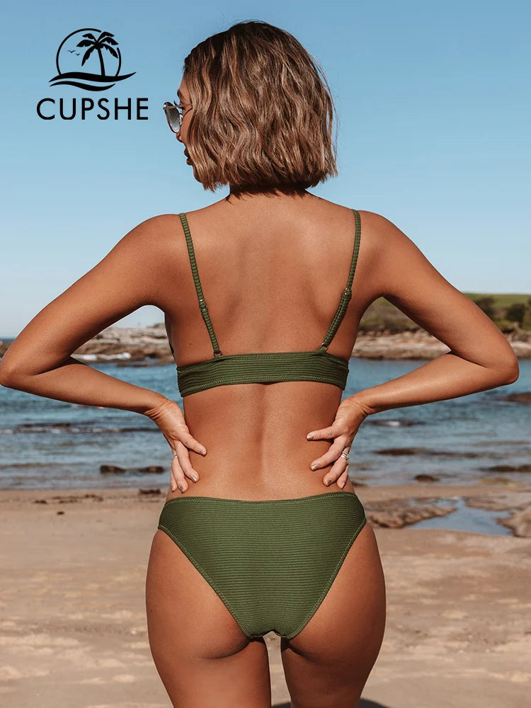 CUPSHE Solid Low Waist Bikini Set