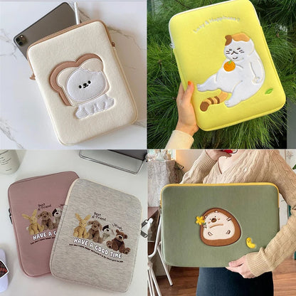 Women Cute Laptop Sleeve Case Table Protective Pouch Bag 11 12 13.6 14 15.6 Inch Cartoon Laptop Zipper Bags for Ipad Macbook HP