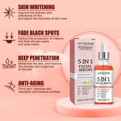 Wrinkle Remover 5 In 1 Face Serum Lifting Firming Anti-Aging Fade Fine Lines Gel Whitening Moisturizing Nourish Beauty Health