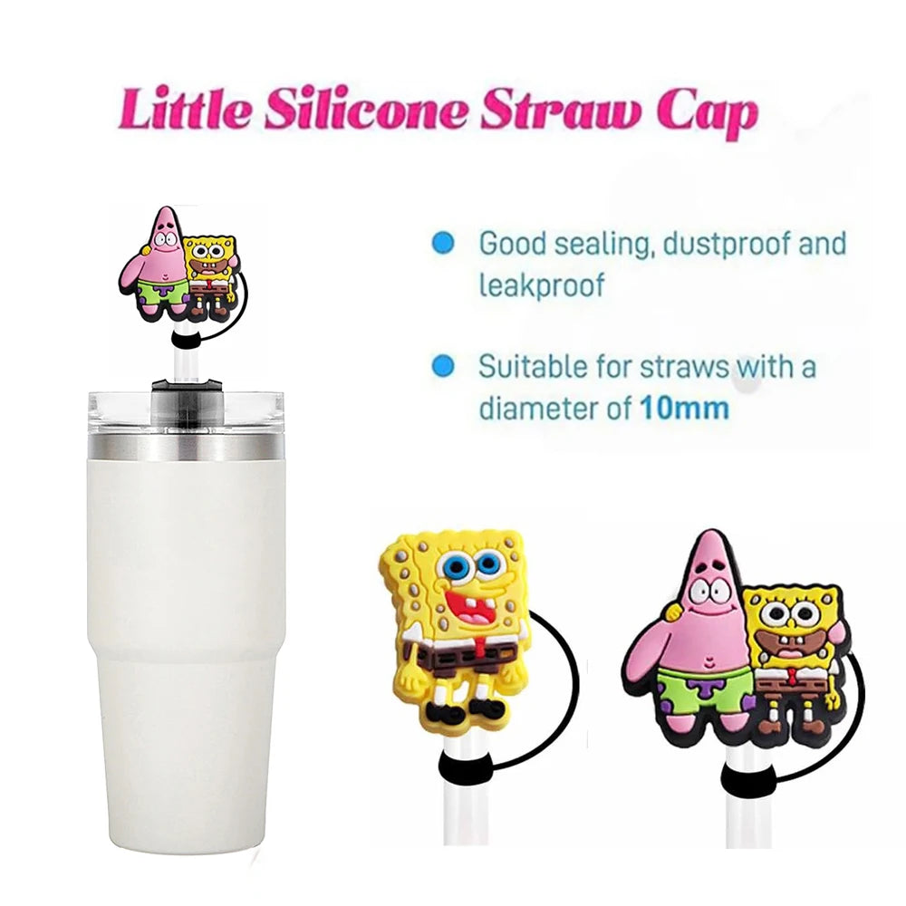 10-20pcs Cartoon Straw Cover Cap 10mm