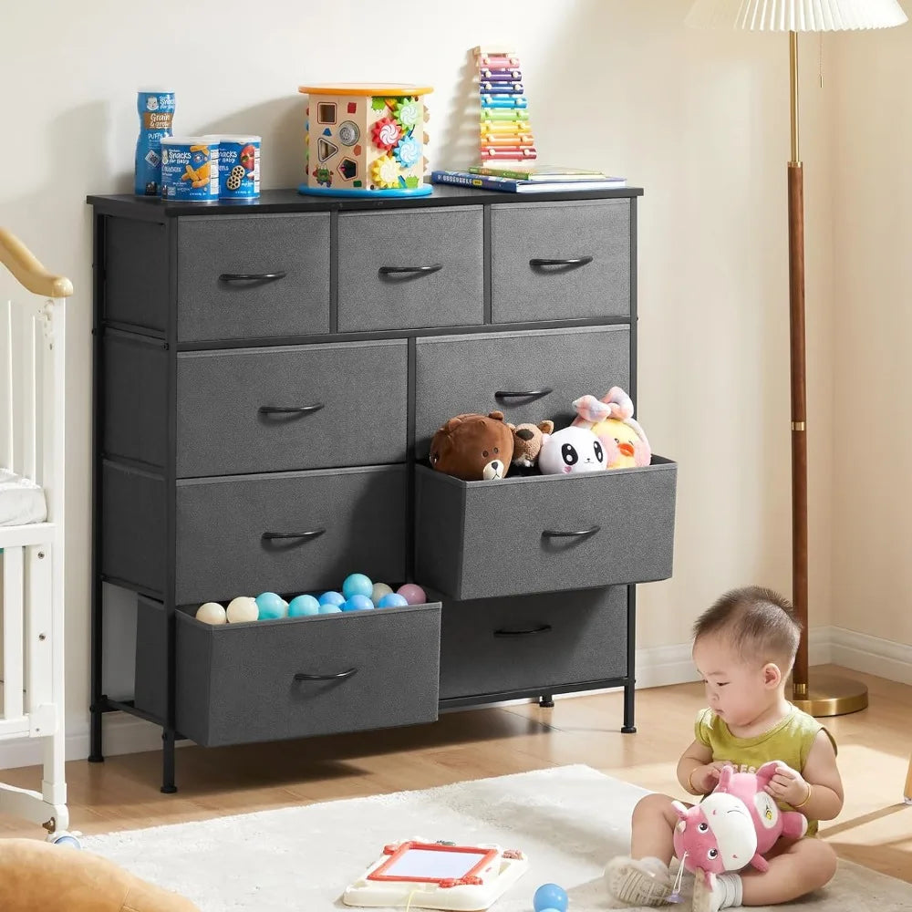 Dresser with 9 Drawers for Bedroom Fabric Storage Tower