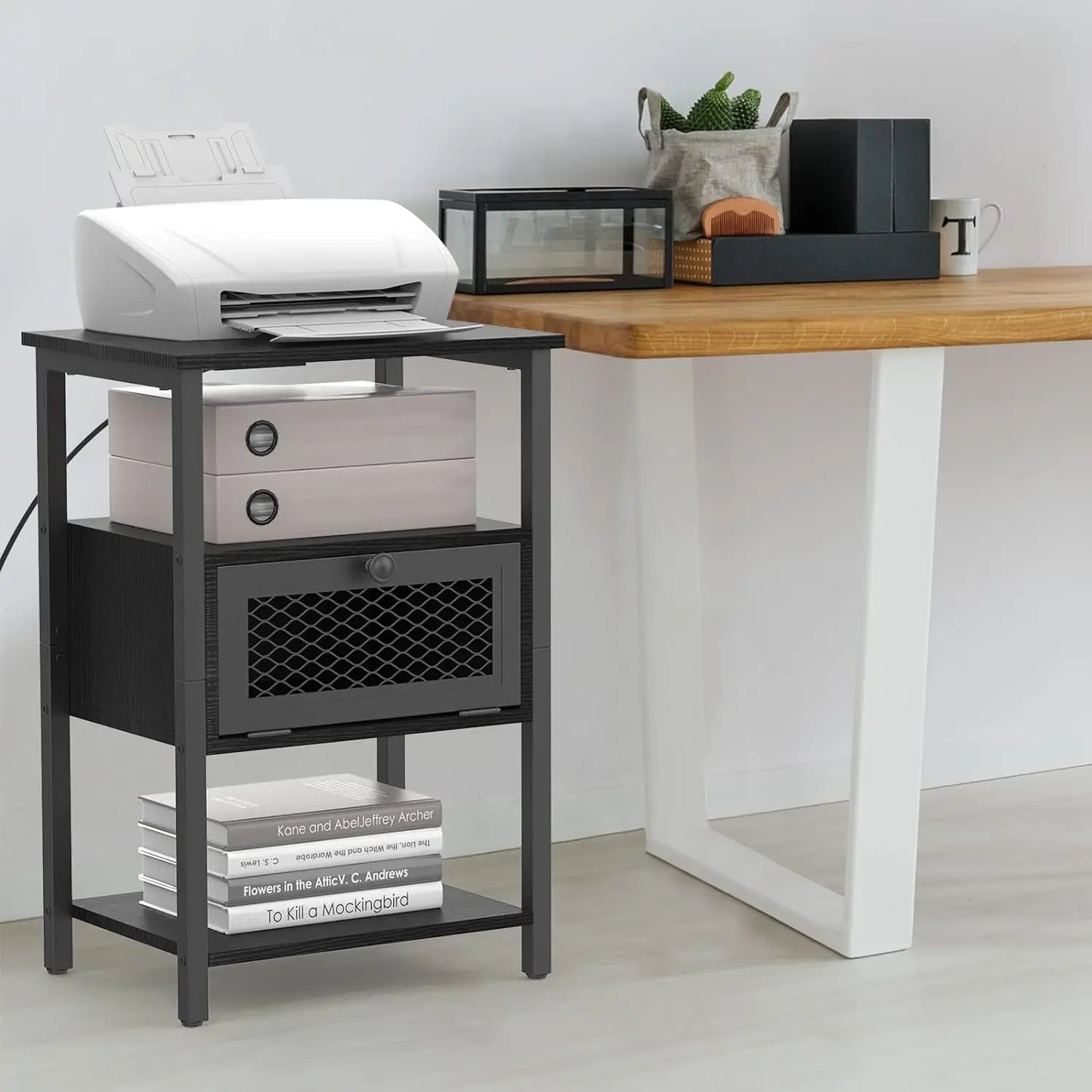 2PCs Modern Nightstand End Table Side Table w/USB Ports