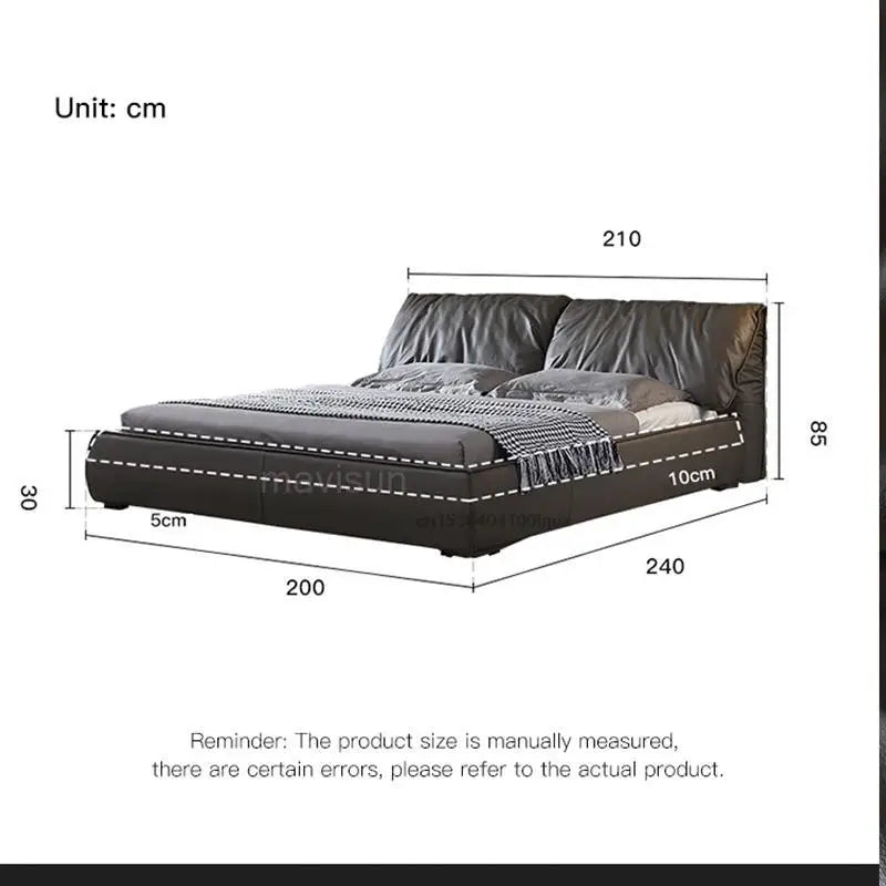 American Minimalist Leather Double Bed, Available in King and Queen