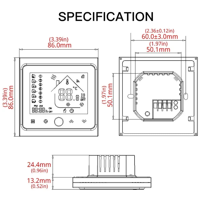 Tuya WIFI Smart Touch Thermostat Water Electirc Floor Heating Water Gas Boiler Temperature Controller Programmable Zigbee Alexa