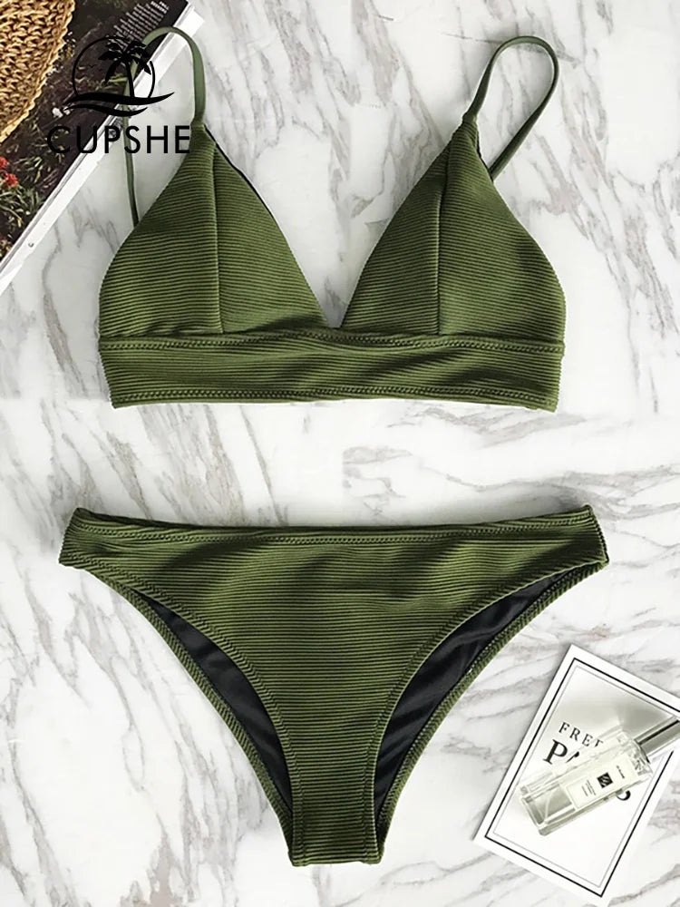 CUPSHE Solid Low Waist Bikini Set