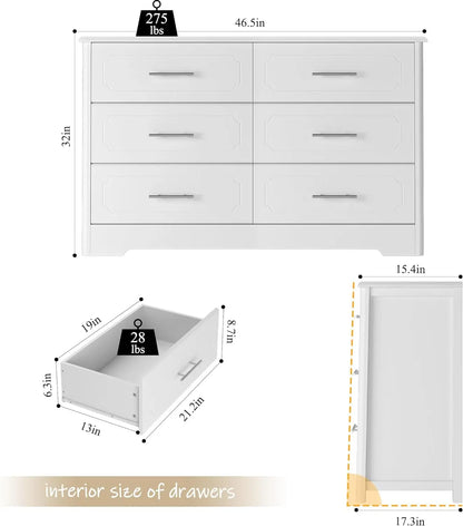 6 Drawer Dresser (Modern White)