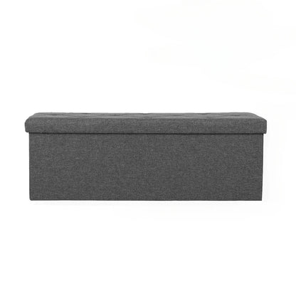 Storage Ottoman Bench 43Inches in Large Capacity Hidden Chest Organizer Box,Comfortable Grey Fabric FootRest Stool Ottoman Bench