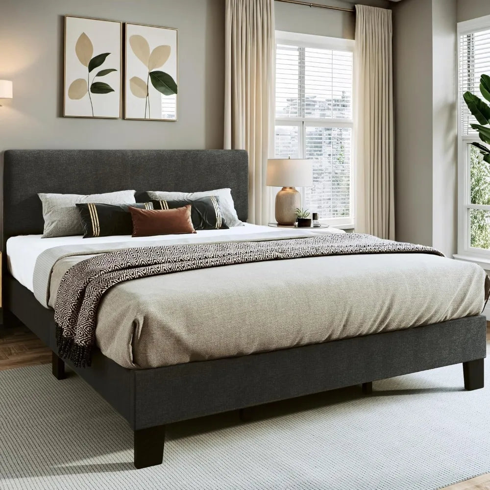 King Size Bed Frame is designed with an adjustable headboard