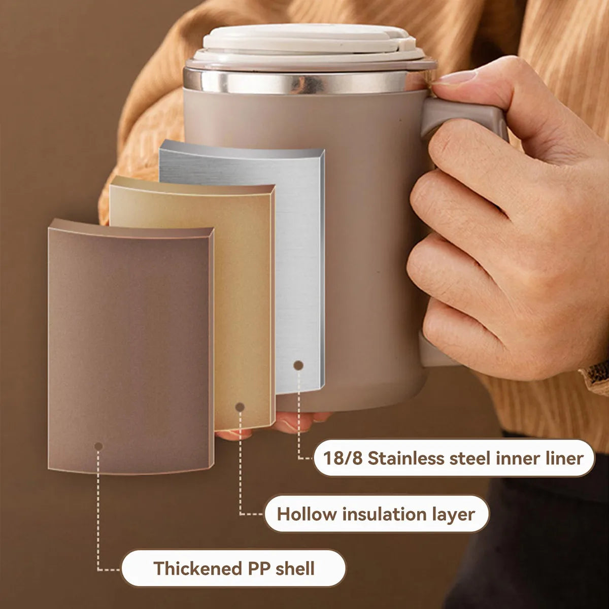 WORTHBUY Coffee Mug With Straw