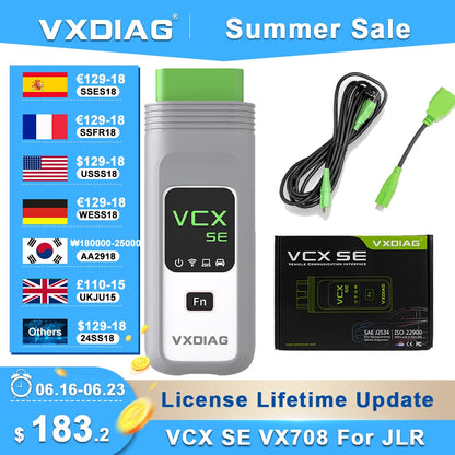 VXDIAG VCX SE for JLR DOIP VX708 for Jaguar Land Rover Car OBD2 All System Diagnostic Tool Active Test J2534 Programming Coding