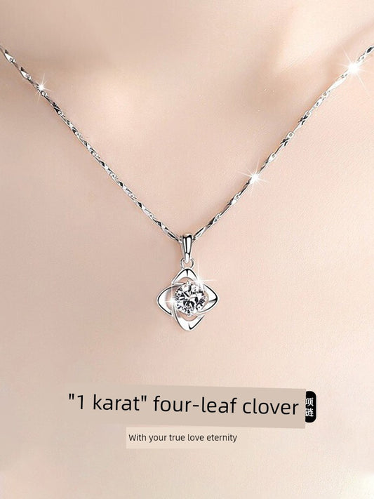 Clover Necklace Moissanite Sterling Silver