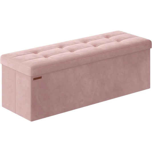 Foldable Velvet Storage Ottoman