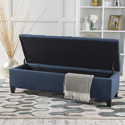 Christopher Knight Fabric Storage Ottoman, Dark Blue, 17.75"D X 51.5"W X 15.75"H