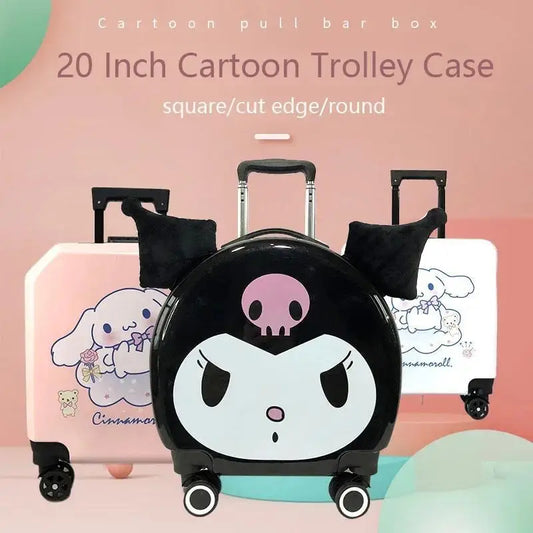 Sanrio Kuromi Cinnamoroll Hello Kitty Luggage Suitcase Cute Cartoon Carry Rolling Portable Aircraft Bag Travel Bag Kids Suitcase