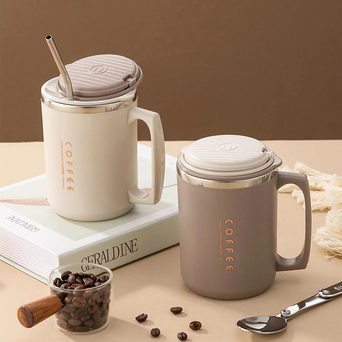 WORTHBUY Coffee Mug With Straw