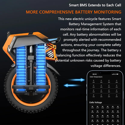 Original INMOTION Adventure V14 Electric Unicycle 70KM/H 134V 2400Wh 50S Battey Motor C40 9000W High Torque 16inch EUC Unicycle