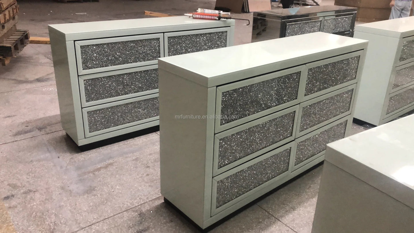 6 Drawer Mirrored Cabinet