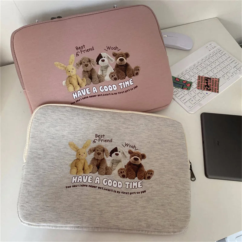 Women Cute Laptop Sleeve Case Table Protective Pouch Bag 11 12 13.6 14 15.6 Inch Cartoon Laptop Zipper Bags for Ipad Macbook HP