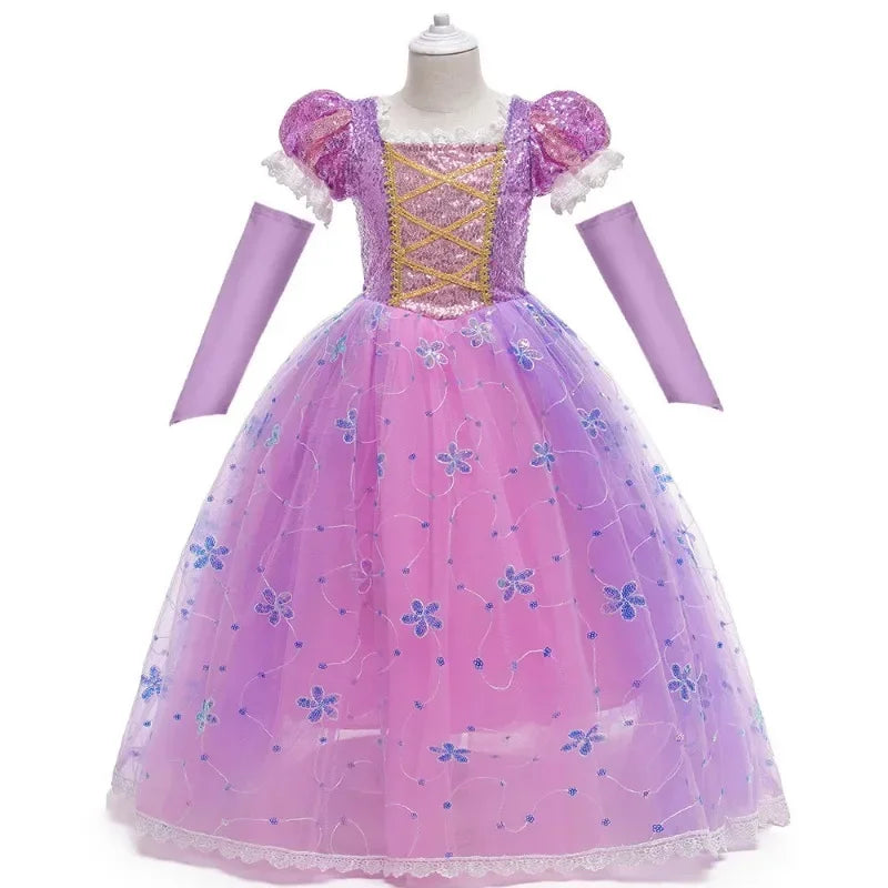 Rapunzel Dress Princess Costume Tangled Kids Birthday Gift Halloween Costume Princess For Baby Girl Cosplay Party Dress