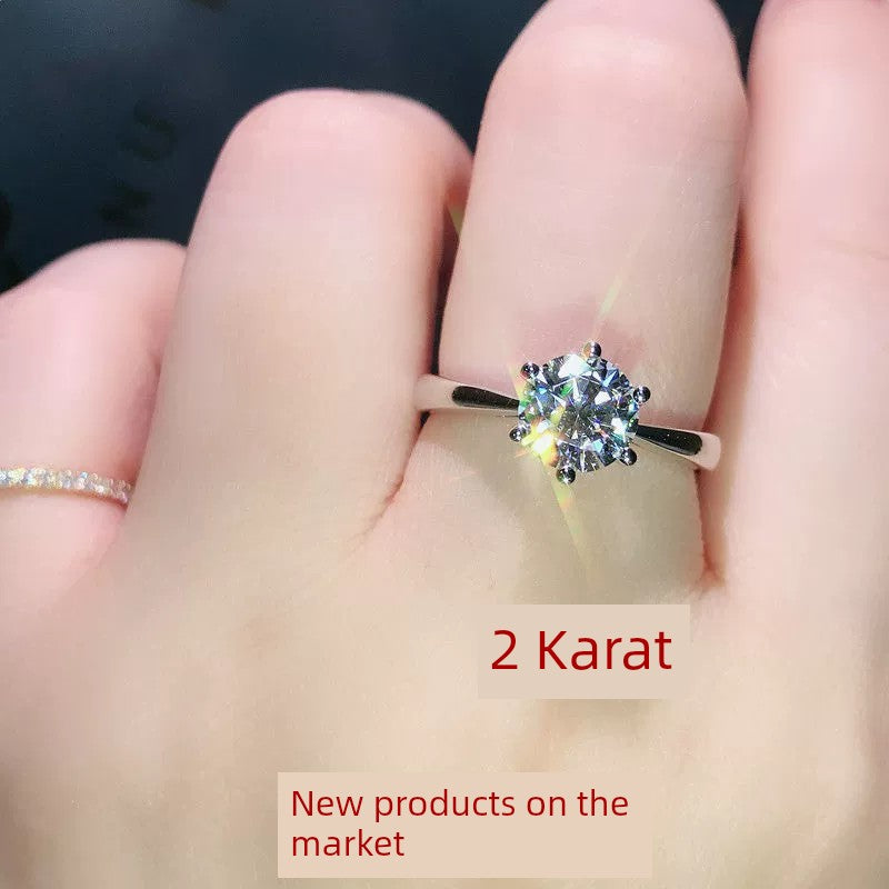 With Certificate Fake One Compensation 16 Claw Moissanite Female Ring