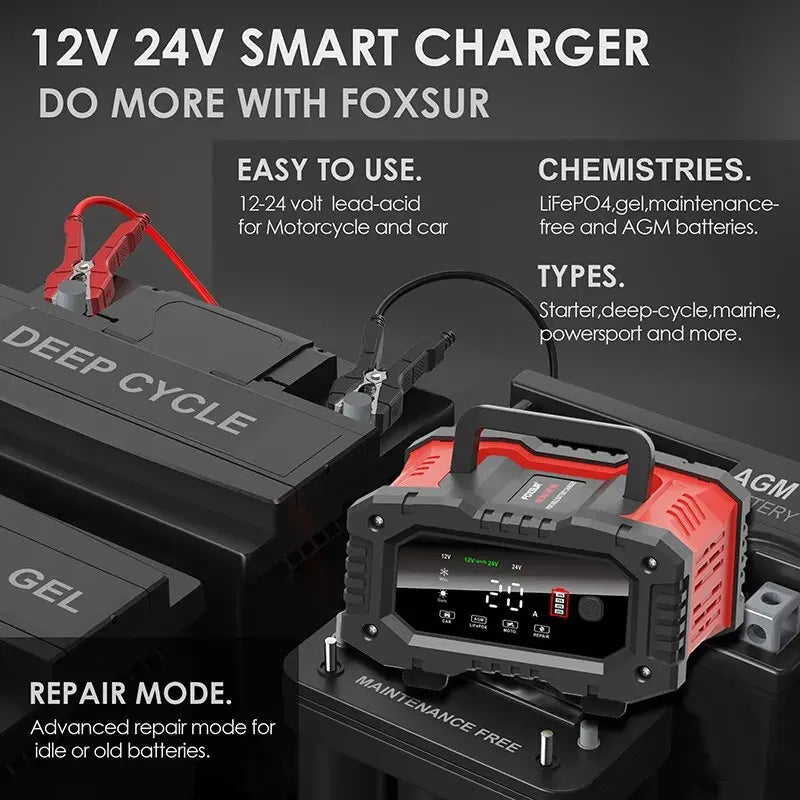 20A/10A Car Motorcycle Battery Charger